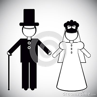 Silhouettes of Father and the bride Vector Illustration