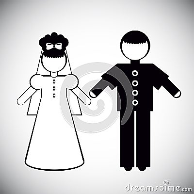 Silhouettes of Father and the bride Vector Illustration