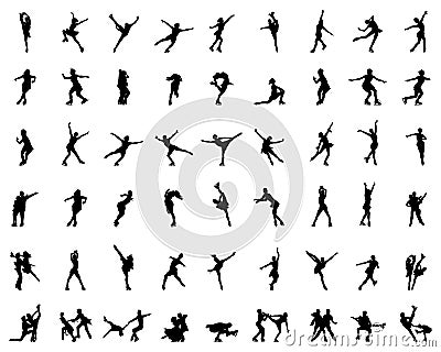 Silhouettes of figure skaters Stock Photo