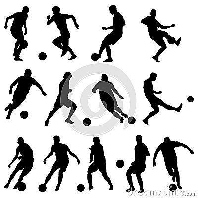Silhouettes of football players Vector Illustration