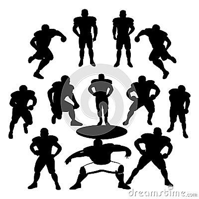 silhouettes football players Stock Photo