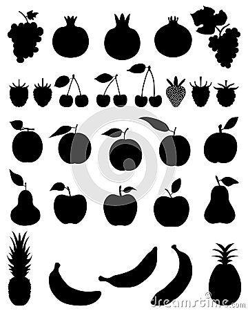 Silhouettes of fruit Stock Photo