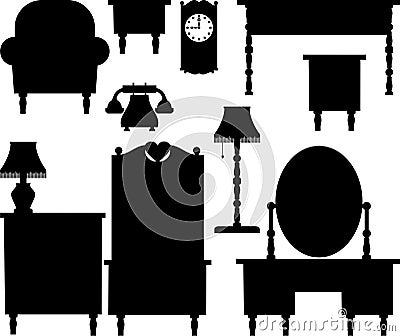 Silhouettes of furniture Vector Illustration