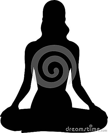 silhouettes girl in a lotus pose Vector Illustration