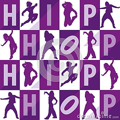 Silhouettes of girls dancing hip hop Stock Photo