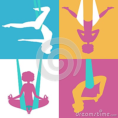 Silhouettes of girls exercising Vector Illustration