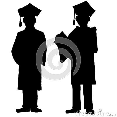 Silhouettes of Graduates Stock Photo