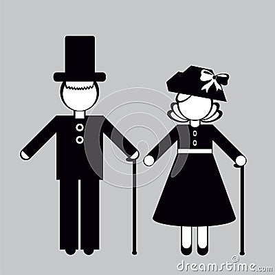 Silhouettes of Grandma and grandpa Vector Illustration