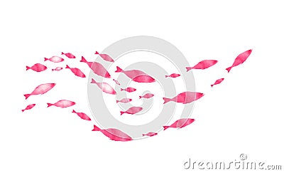 Silhouettes of groups of fishes on white Stock Photo
