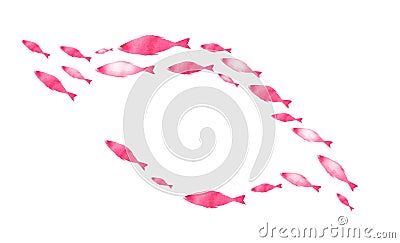 Silhouettes of groups of fishes on white Stock Photo