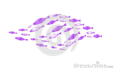 Silhouettes of groups of fishes on white Stock Photo