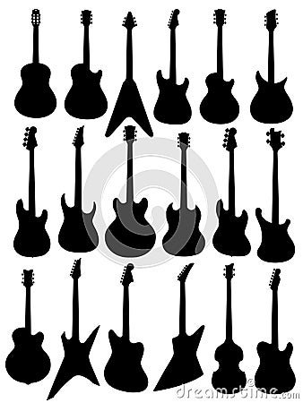Silhouettes of guitars Vector Illustration