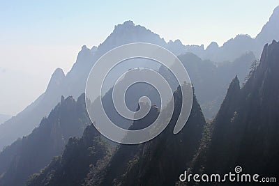 Mysterious and magic landscape in the Huangshan Yellow Mountains, China Stock Photo