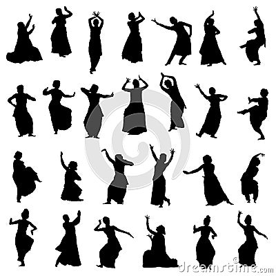 Silhouettes indian dancers Vector Illustration