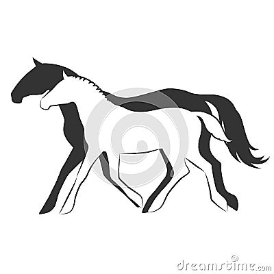 Mare and foal silhouettes Vector Illustration