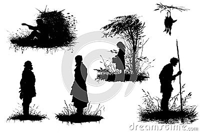 Silhouettes from life. Stock Photo