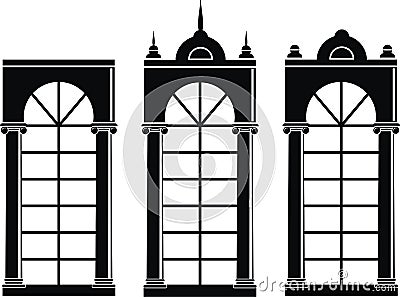 Silhouettes of medieval windows Vector Illustration