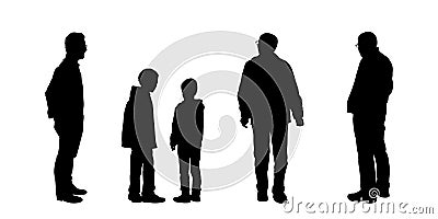 Silhouettes of men looking on something set 2 Stock Photo