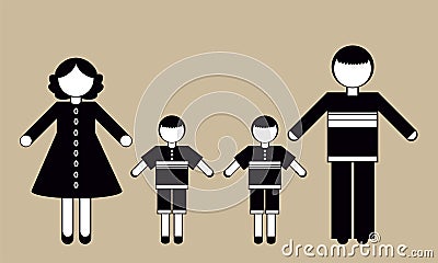 Silhouettes of Mom, dad and children Vector Illustration