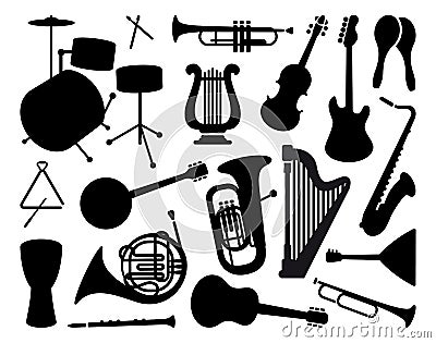 Silhouettes of musical instruments Vector Illustration