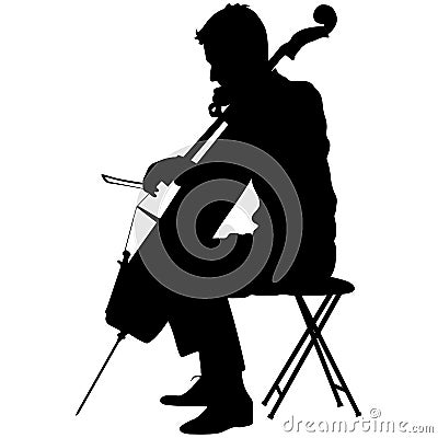 Silhouettes a musician playing the cello. Vector illustration Vector Illustration