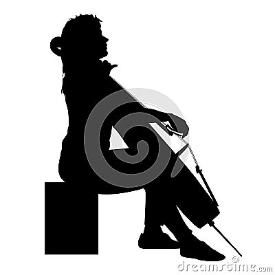 Silhouettes a musician playing the cello on a white background Vector Illustration