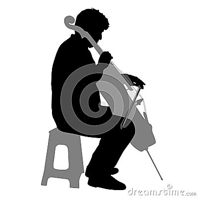 Silhouettes a musician playing the cello on a white background Vector Illustration