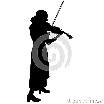 Silhouettes a musician violinist playing the violinon a white background Vector Illustration