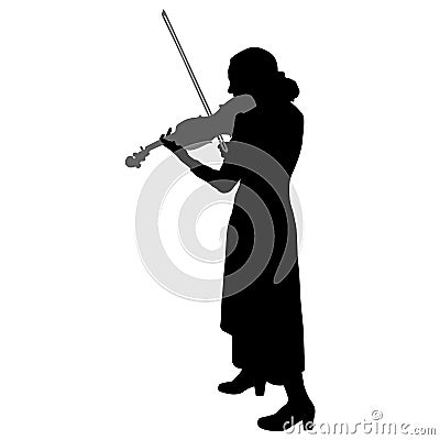 Silhouettes a musician violinist playing the violinon a white background Vector Illustration