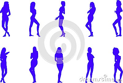 Silhouettes of the naked women Vector Illustration