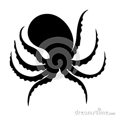 Silhouettes of octopus black and white Vector Illustration