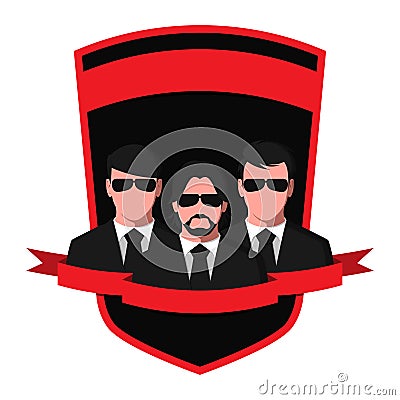 Silhouettes of people in black suits and glasses Vector Illustration