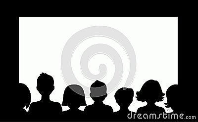 Silhouettes of people in the cinema Vector Illustration