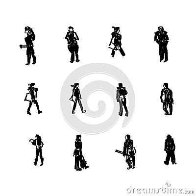 Silhouettes of people. Figures Stock Photo