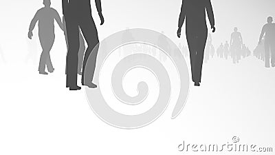 Silhouettes people leaving fog refugee concept 3d Stock Photo