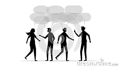 Silhouettes of people with speech bubbles. Comment concept. Meeting to propose suggestions. vector Vector Illustration