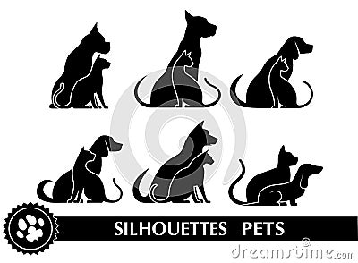 Silhouettes of pets Vector Illustration