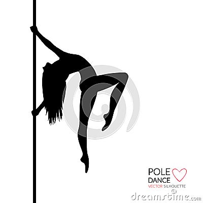 Silhouettes of a pole dance girl. Vector illustration on white background Vector Illustration