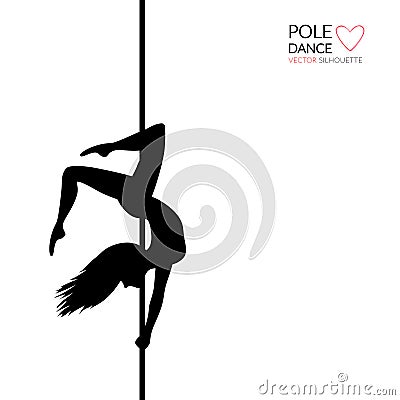 Silhouettes of a pole dance girl. Vector illustration on white background Vector Illustration