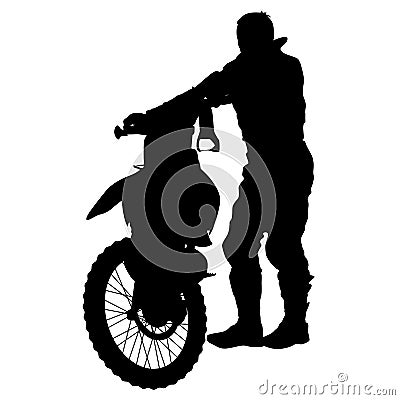 Silhouettes Rider participates motocross championship. Vector illustration Vector Illustration