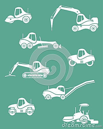 Silhouettes of road machinery Vector Illustration