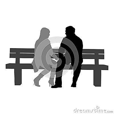 Silhouettes of romantic couple on a white background Vector Illustration