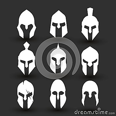Silhouettes spartan helmet isolated from the background. Vector Illustration