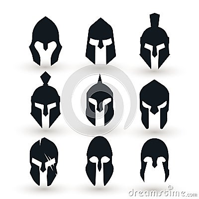 Silhouettes spartan helmet isolated from the background. Vector Illustration