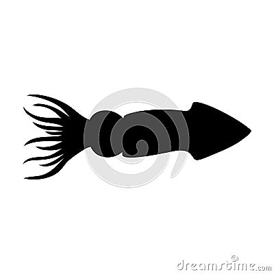 Silhouettes of squid black and white vector illustratio Vector Illustration