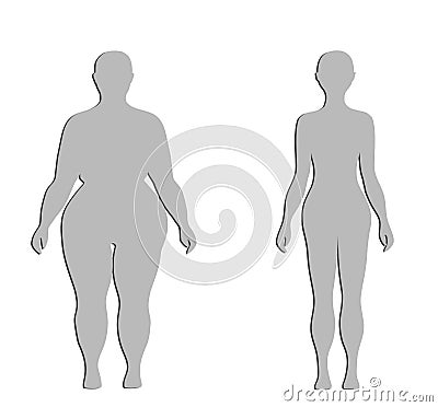 Silhouettes of a thick and normal female figure. vector illustration. Vector Illustration