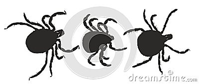 Silhouettes of ticks. Vector Illustration