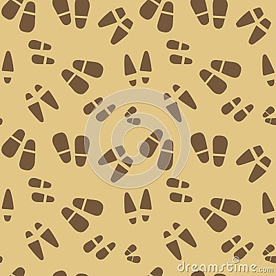 Silhouettes of traces of shoes . Footprints of human shoes. Vector Seamless pattern Stock Photo