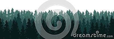 Silhouettes of trees in the forest on white background - seamless vector panorama Vector Illustration