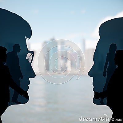 Silhouettes of two businessperson Stock Photo
